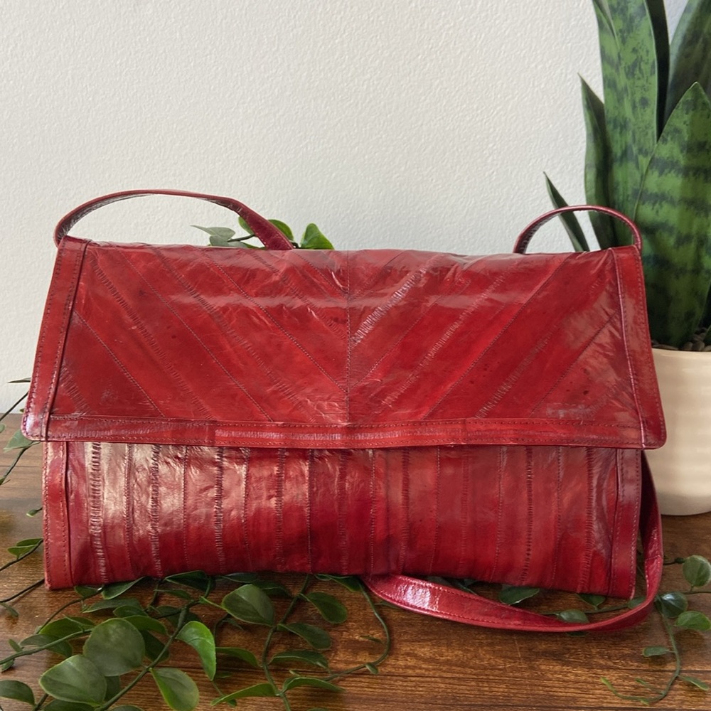 Vintage Red Eel Shoulder Bag or Clutch